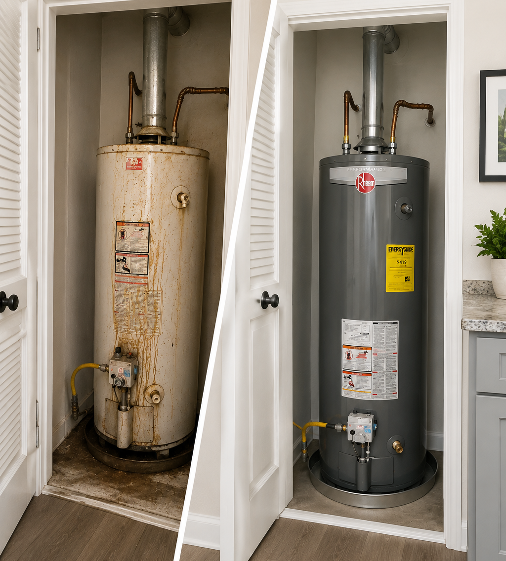 Professional technician repairing a home system
