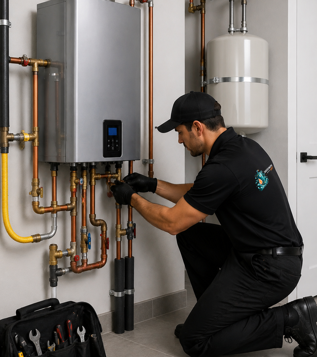 Professional water heater repair technician